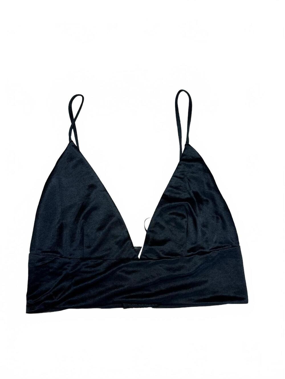 Zara Black Satin Bow Nwt Crop Top Y2K Coquette Party Bralette Cami L